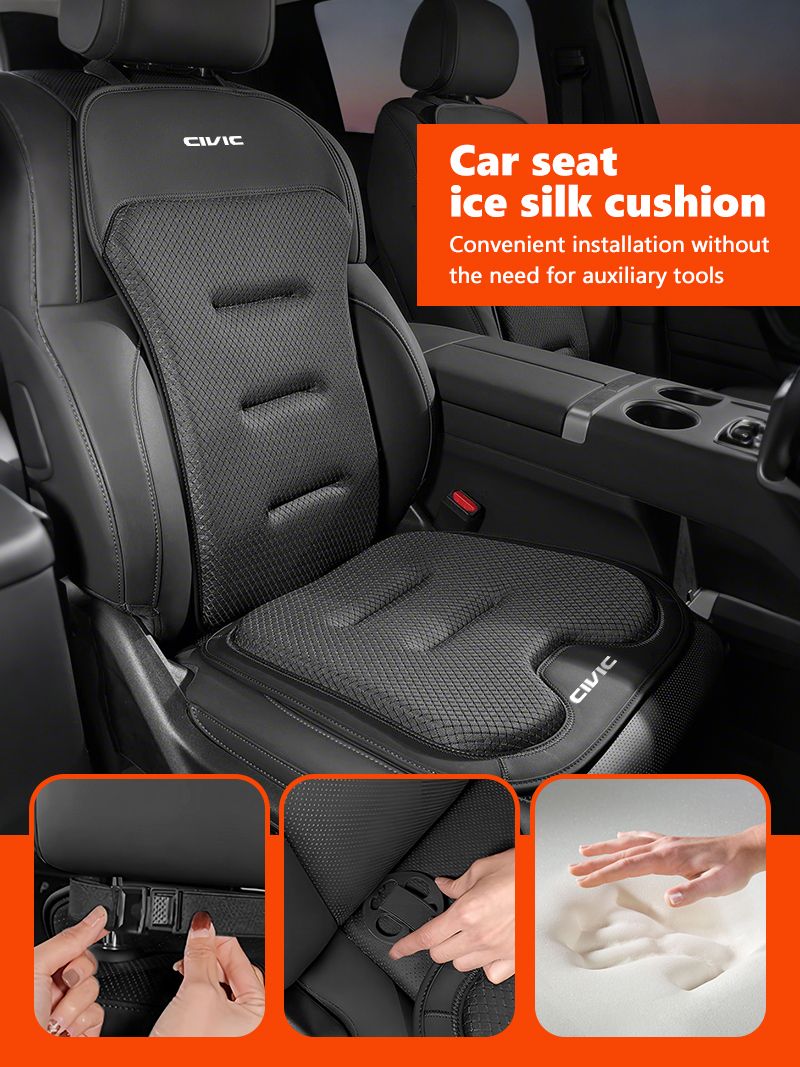 Car Seat Cover Ice Silk Backrest Cushion Rearseat Protector Mat For Honda Typer Civic 4d 10th 8th Gen 2018 2019 2017_autovado.com