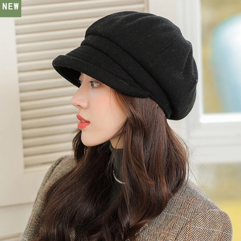 Hot Sale HT4270 Berets Women Solid Plain Autumn Winter Ladies Vintage Artist Painter Beret Hat Female Roll Brim Octagonal Cap_autovado.com