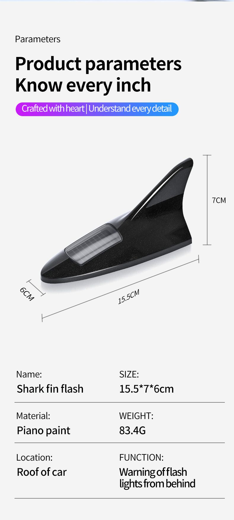 Solar Shark Fin Antenna Universal Car Roof Modification Anti-Collision Flashing Warning Decorative Light_autovado.com