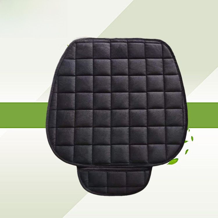 Winter car seat cushion no backrest square embroidered plush tie-free warm three-piece front and rear row single seat cushion_autovado.com