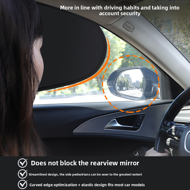 Black Non-Transparent Static Cling Film Sunshade, Full Sun Protection, Quick Installation Car Sunshade Curtain Side_autovado.com