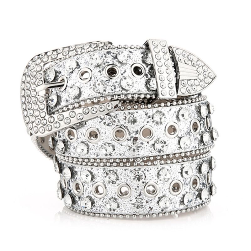 HOT Goth Women PU Leather Straps Rhinestones Belts Cowgirl Y2K Girls Fashion Belt for Jeans Men_autovado.com