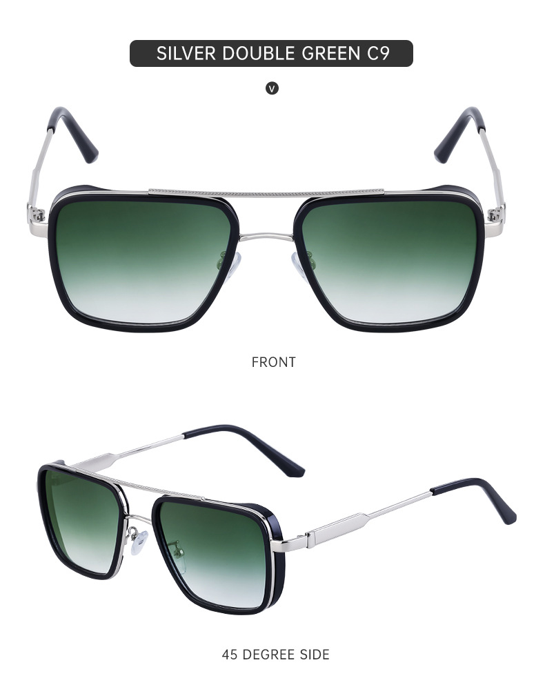 2024 New European and American Retro Punk Style Sunglasses Men's Sun Protection Square Frame Sunglasses Men's Cross-Border Wholesale Shades_autovado.com