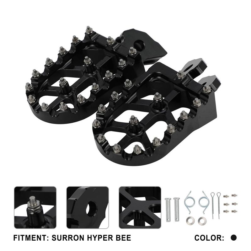 Motorcycle Foot Pegs - Non-Slip Aluminum Alloy Replacement Pedals For Enhanced Grip & Comfort (16x15.5x8cm, Black)_autovado.com