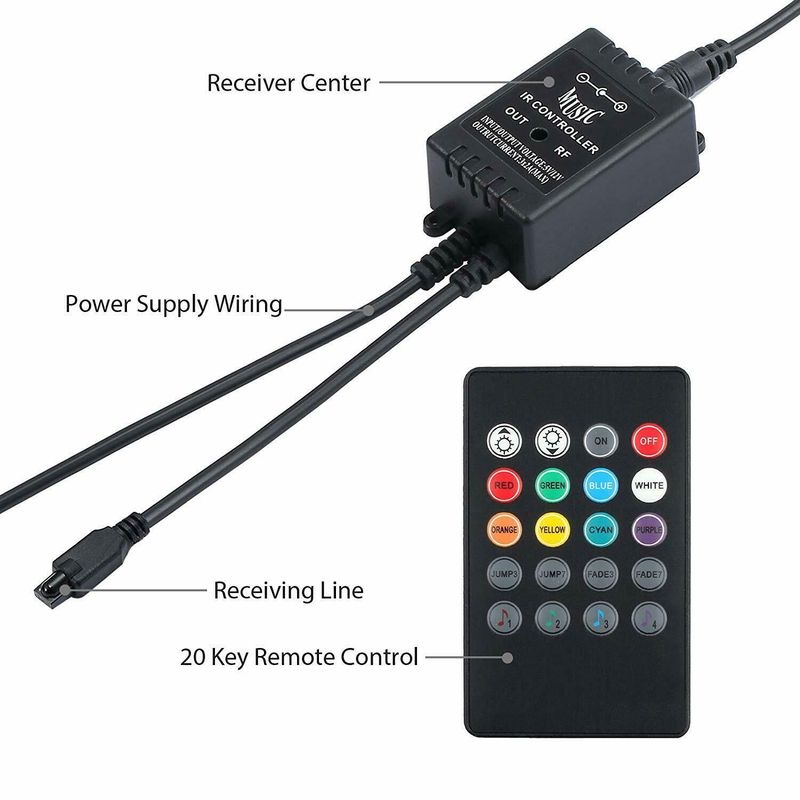 Car LED 12 Lights Colorful Sound Drag Four 48SMD Music With Remote Control USB Foot Atmosphere Light RGB_autovado.com