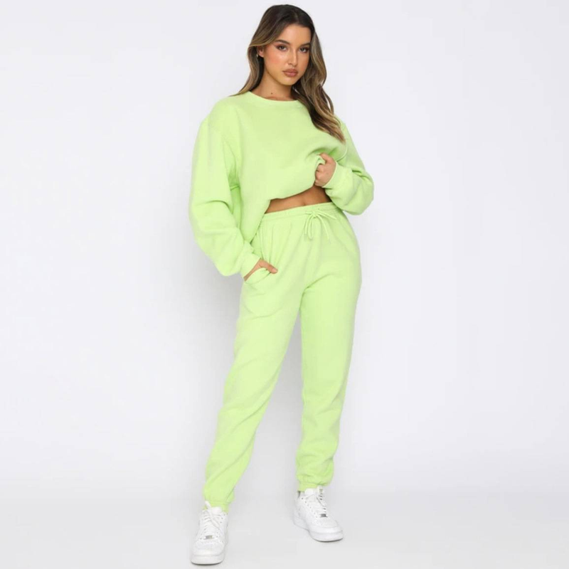 fashion suits for women long-sleeved loose round neck sweatshirt casual sports trousers_autovado.com