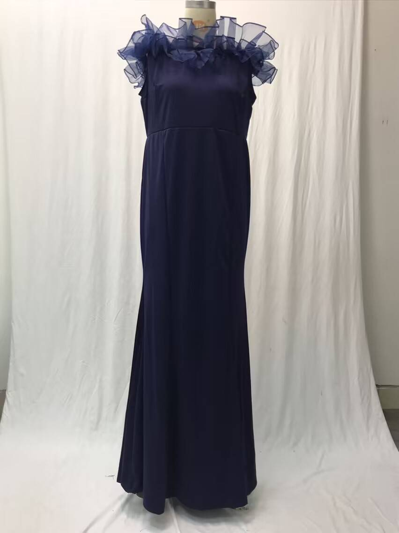 Women's Light luxury boutique new elastic knitted belt women's clothing lotus leaf one shoulder slim small tail female dress_autovado.com