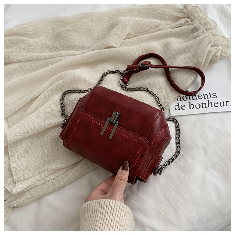 Vintage Trend Women's Crossbody Bag Chain Hasp Zipper PU Leather Square Shoulder Bags Chic Lady Versatile Pack_autovado.com