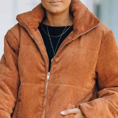 Women's Clothing long casual light and large version corduroy cotton jacket_autovado.com