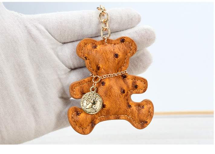 Ins Style Cute Necklace Bear Leather Key Pendant Creative Cartoon Ladies Bag Car Key Chain_autovado.com