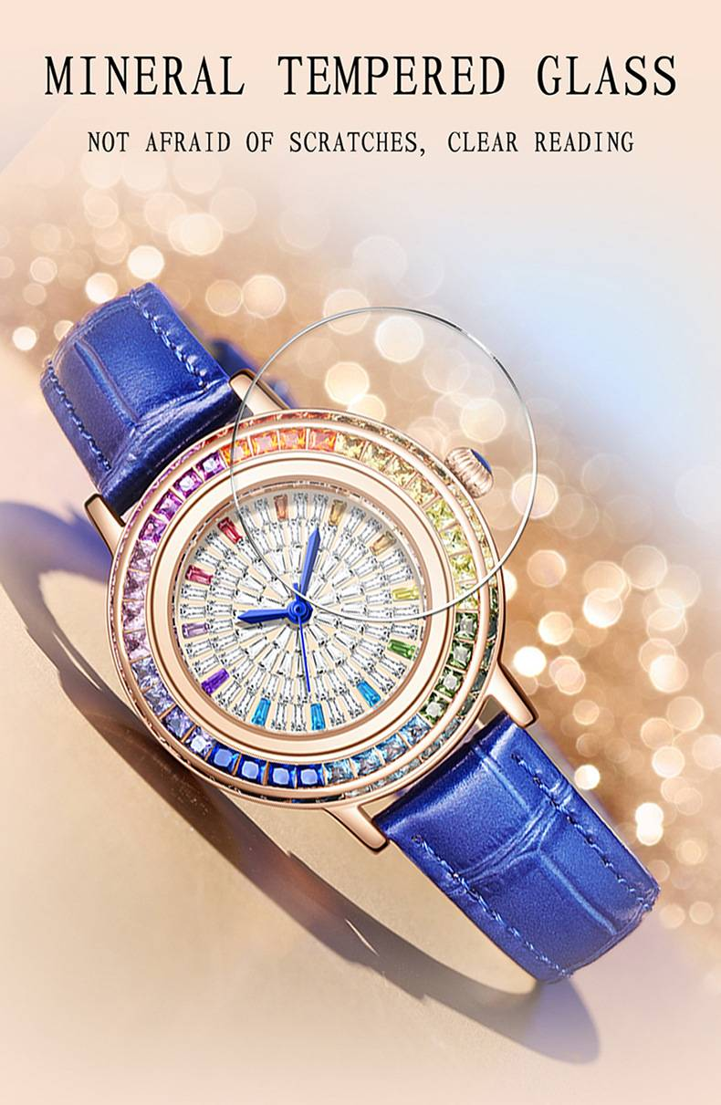 Ladies high-end crystal jewelry with diamond inlaid quartz watch, light luxury dress jewelry watch_autovado.com