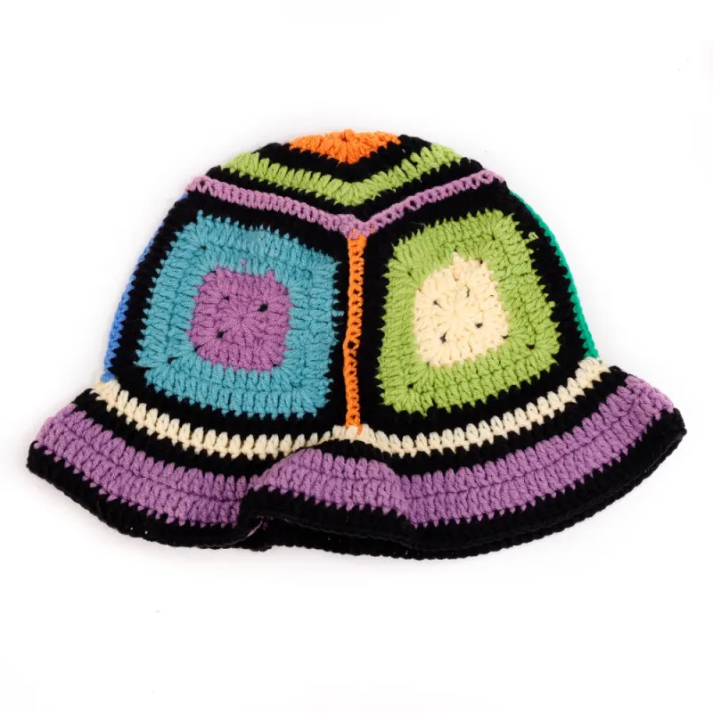 Hot Sale 2024 Colorful New Women Girl Handmade Crochet Bucket Hats Y2k Fashion Summer Beach Korean Hollow Knitted Hat_autovado.com