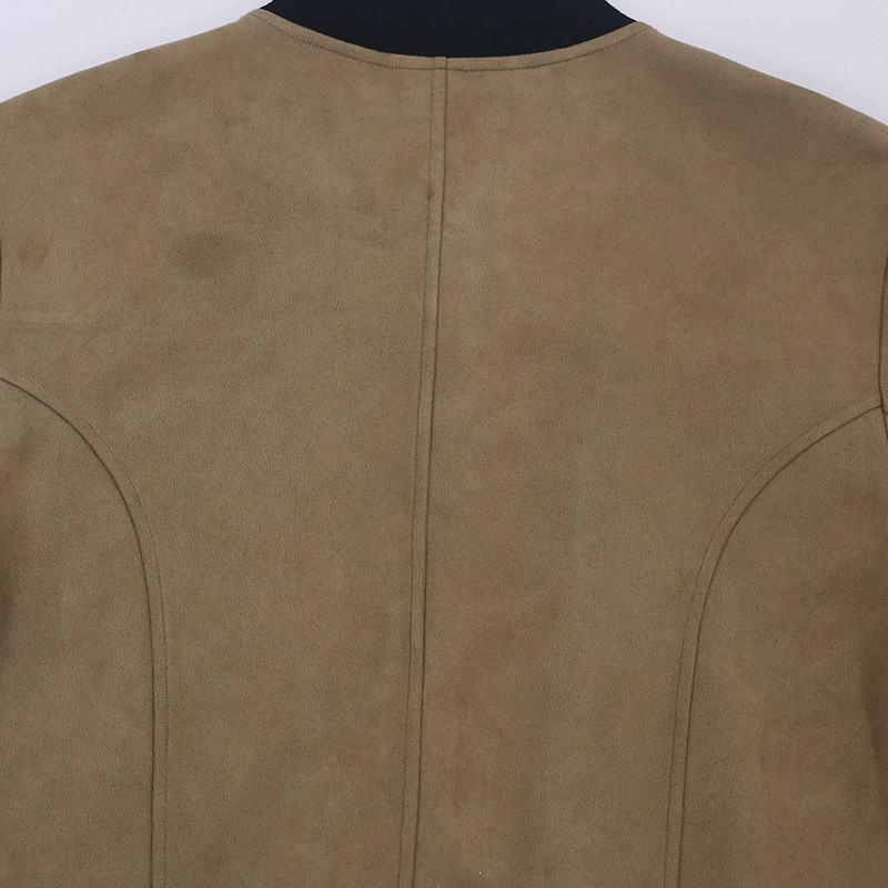 Man's clothing Suede stand collar men's button-up cardigan jacket casual trendy coat for men_autovado.com