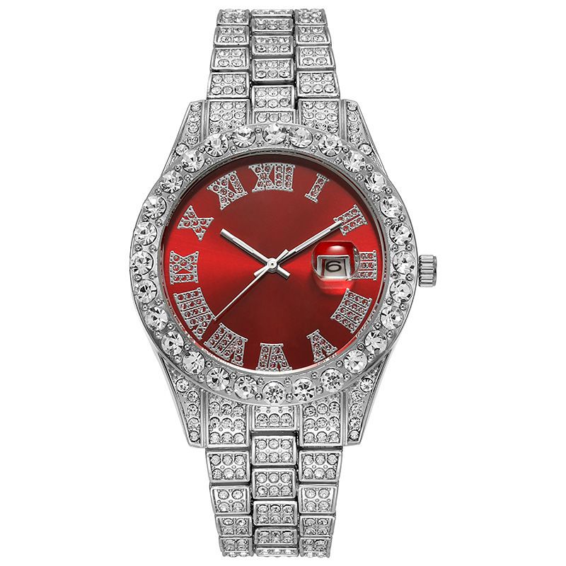 Men's And Women's Watch Steel Band Hiha Roman Scale Diamond Calendar Student Quartz Wristwatch_autovado.com