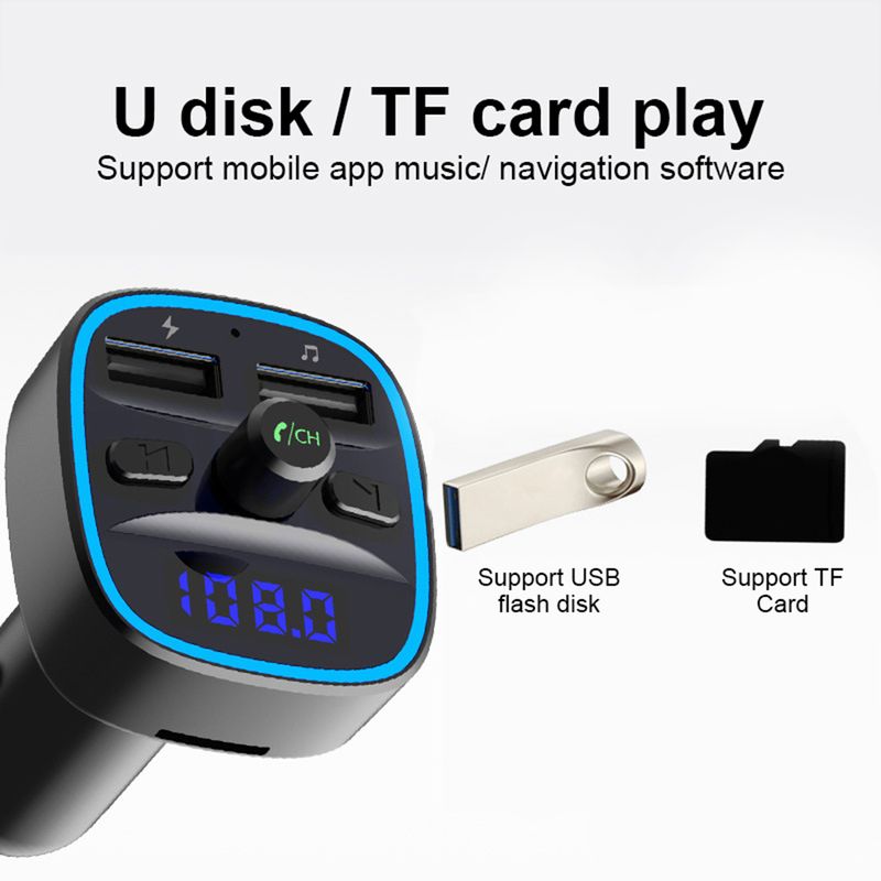 Yuanmheng T25 Dual USB Ports Smart Car Bluetooth-compatible 5.0 MP3 Music Player Hands-free Call_autovado.com
