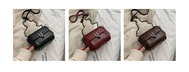 Vintage Trend Women's Crossbody Bag Chain Hasp Zipper PU Leather Square Shoulder Bags Chic Lady Versatile Pack_autovado.com