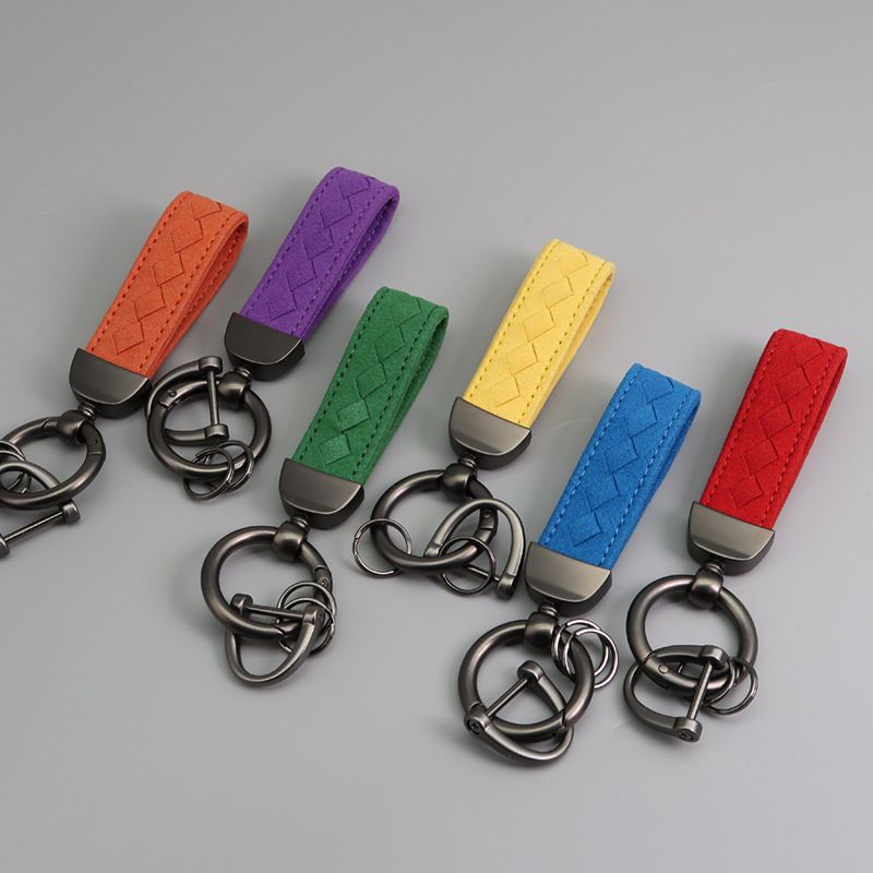 Creative Microfiber Hand Woven Leather Car Keychain Pendant Car Anti Lost Suede Keychain_autovado.com