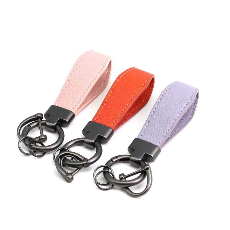 New Leather Car Keychain Exquisite Lamb Pattern Key Ring Pendant Creative Men And Women Leather Pendant_autovado.com