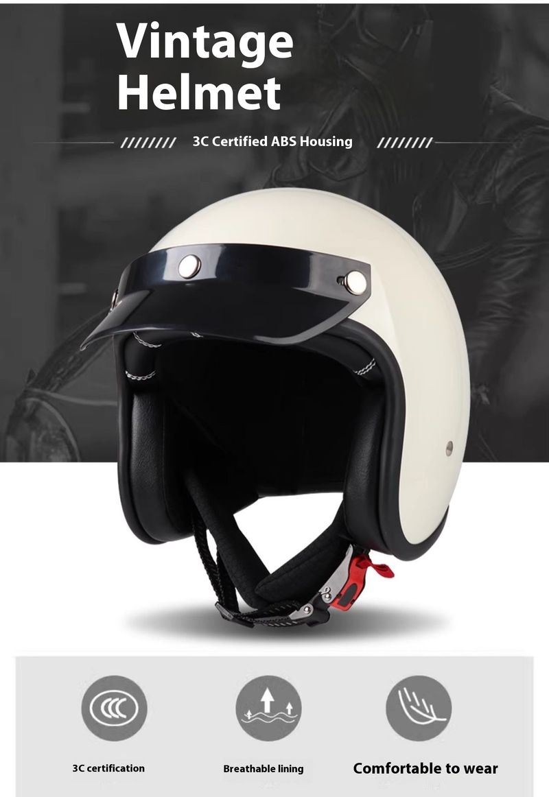 Retro Motorcycle Helmet 3/4 Open Face With Bluetooth & Interchangeable Goggles - ABS Lightweight Safety Helmet For Men & Women_autovado.com