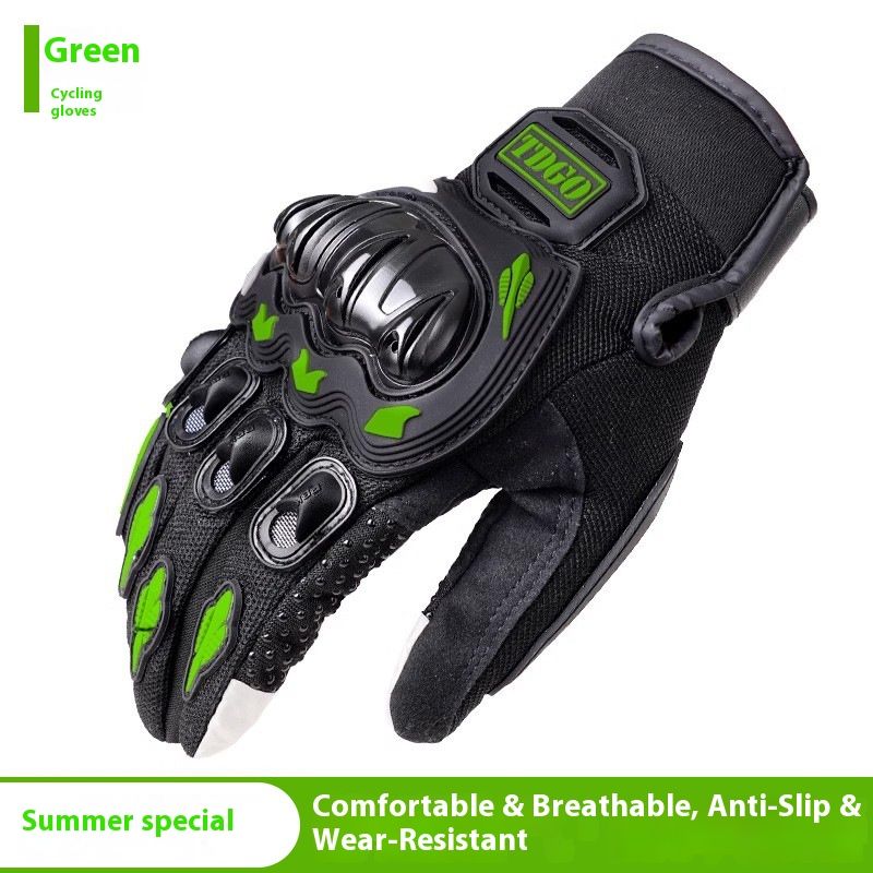 Motorcycle Gloves – All-Season Riding Gloves (Touchscreen, Anti-Slip, PE/Alloy/Carbon Shell, M/L/XL, Black/Red/Green)_autovado.com