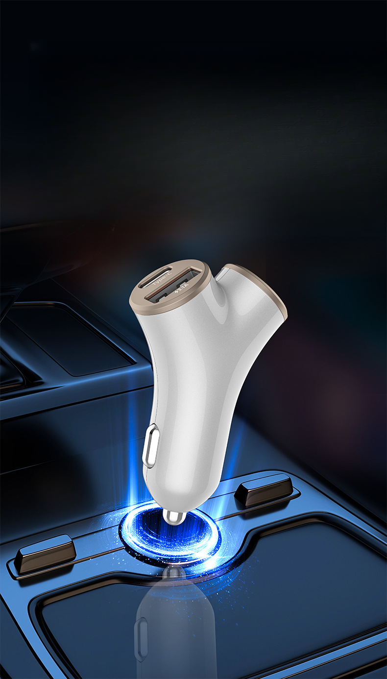 New Y-shaped Four Port 78W Super Fast Charging Car Phone Charger_autovado.com