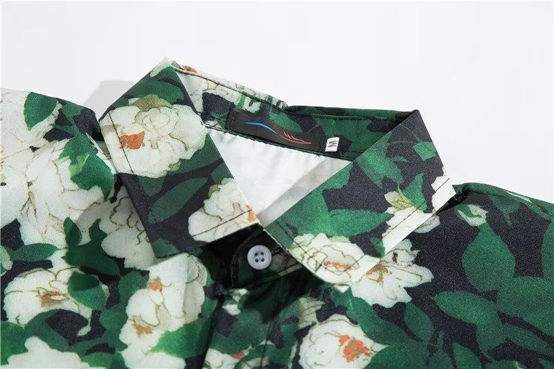 Men's clothing Retro Flower Shirt Short Sleeve Summer Vintage Loose Lapel Shirt Couple Jacket Wholesale_autovado.com