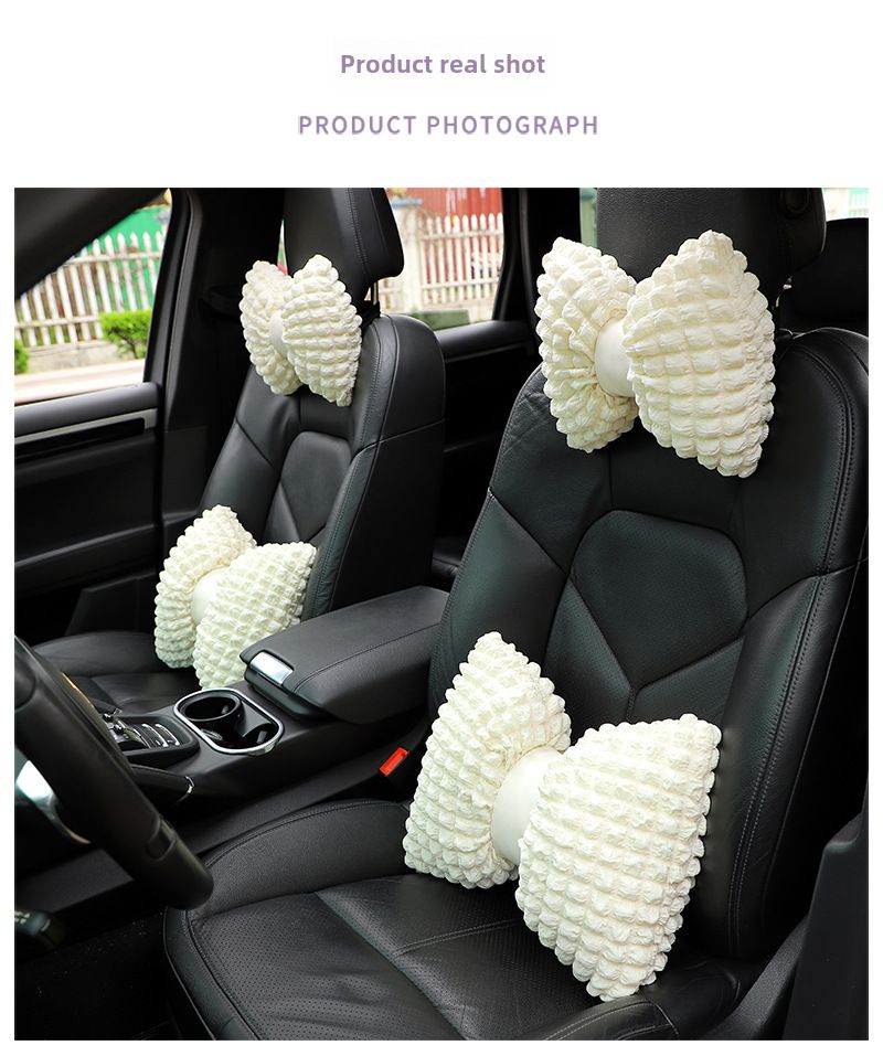Car Headrest Neck Pillow Puff Car Seat Breathable Comfortable Headrest Internet Popular Car Interior Supplies Women_autovado.com