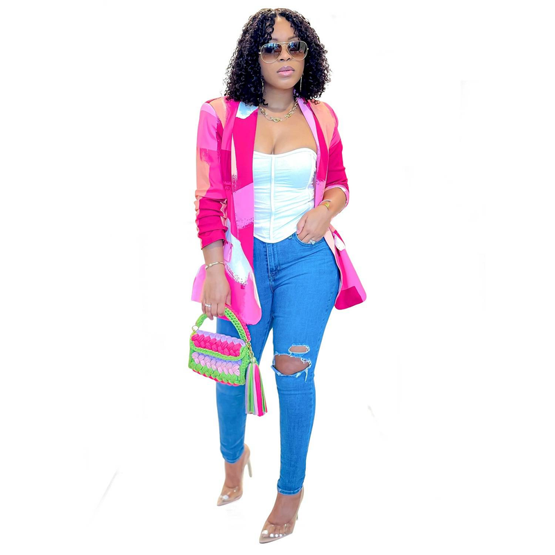 Women's Clothing Long-sleeved Printed Small Suit Small Jacket_autovado.com