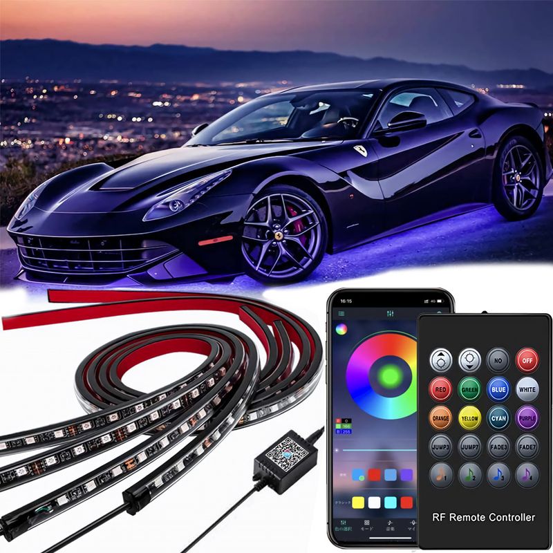 Compatible Car Underbody Decorative One-to-Four Voice-Controlled Atmosphere Colorful Remote Control Mobile APP Ambient_autovado.com