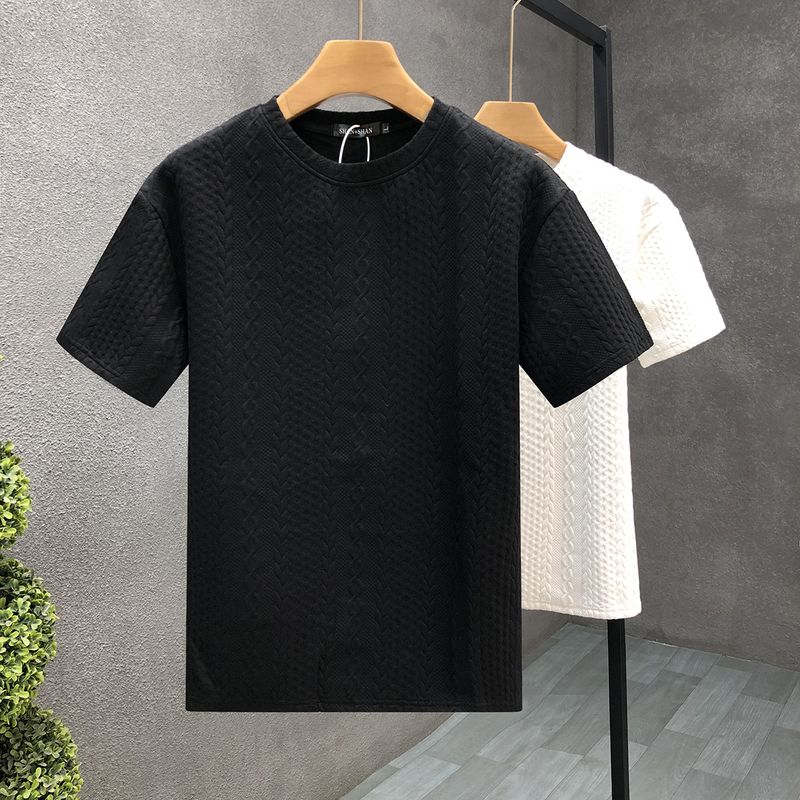 Men's clothing High-grade hemp pattern white men's short-sleeved T-shirt brand summer clothes new 2024 spirited young man clothes_autovado.com
