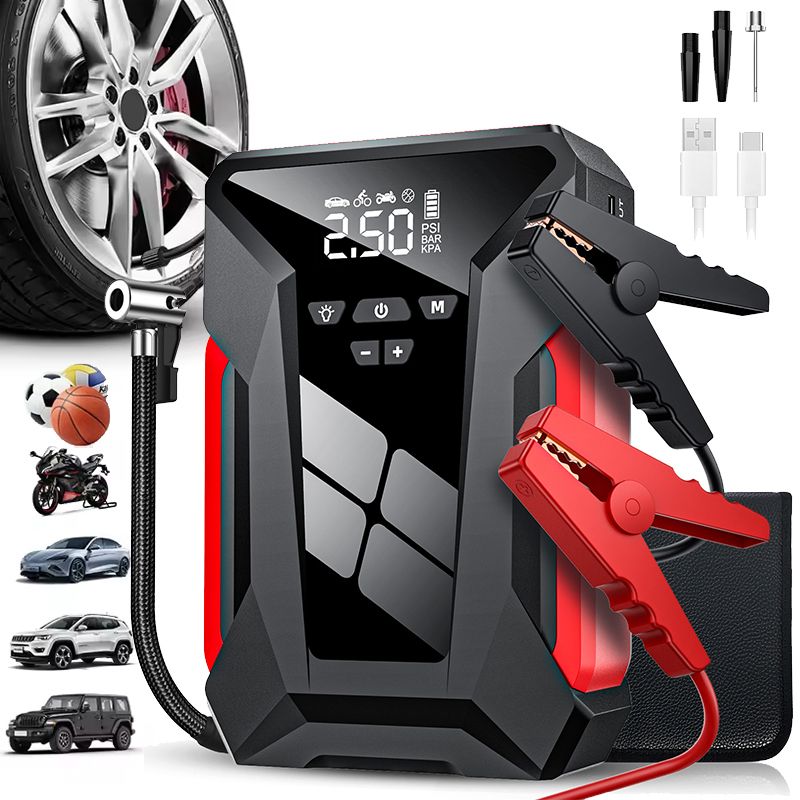28000 MAh Jump Pump Multi-Function 4In1 Air Compressor Power Bank Battery Starter Start Car Tire Inflator_autovado.com