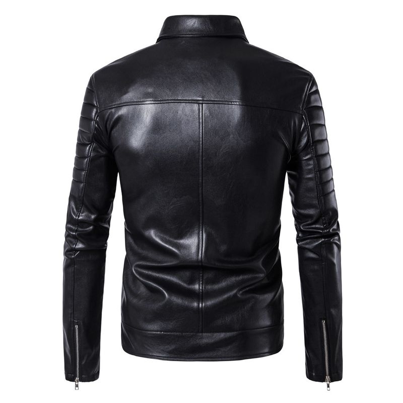 Men's Clothing New Men's Motorcycle Leather Jacket Multi zipper Men's Leather Jacket 1800 B003_autovado.com