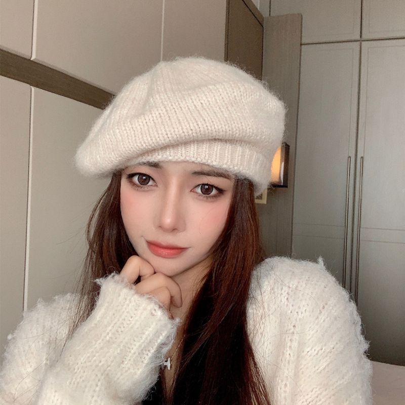 Hot Sale Solid Color Women Hat Vintage Woolen Knitted Warm Beret Girl Ladies Autumn Winter Artist Painter Cap_autovado.com