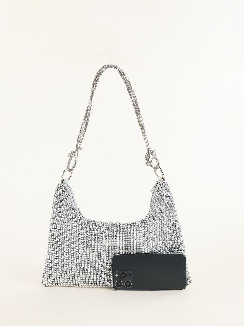 rhinestone knotted armpit bag diamond-studded trendy niche shoulder evening bag_autovado.com