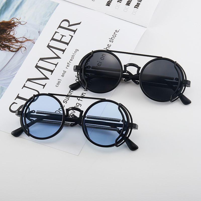 Unisex Cyberpunk trend Retro sunglasses Round sunglasses_autovado.com