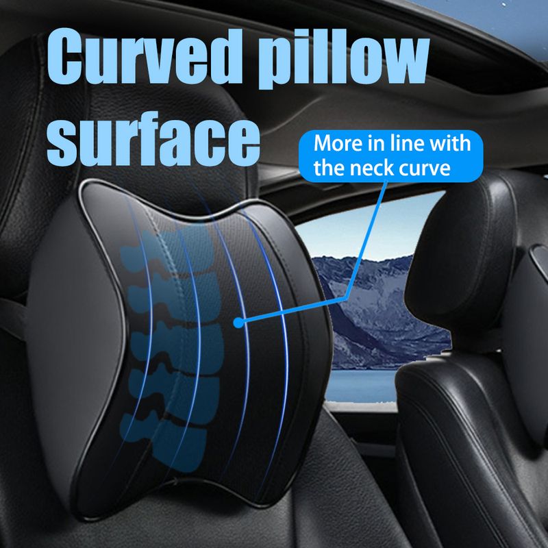 Car Memory Cotton Neck Pillow Four Seasons Universal Support Breathable Relieve Pressure Leather Headrest Automotive_autovado.com