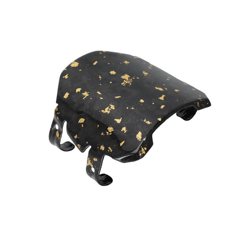 Premium Carbon Fiber Motorcycle License Plate Frame - Lightweight & Durable Customizable Number Plate For Bike Modifications (18x16x8cm, Black Gold)_autovado.com