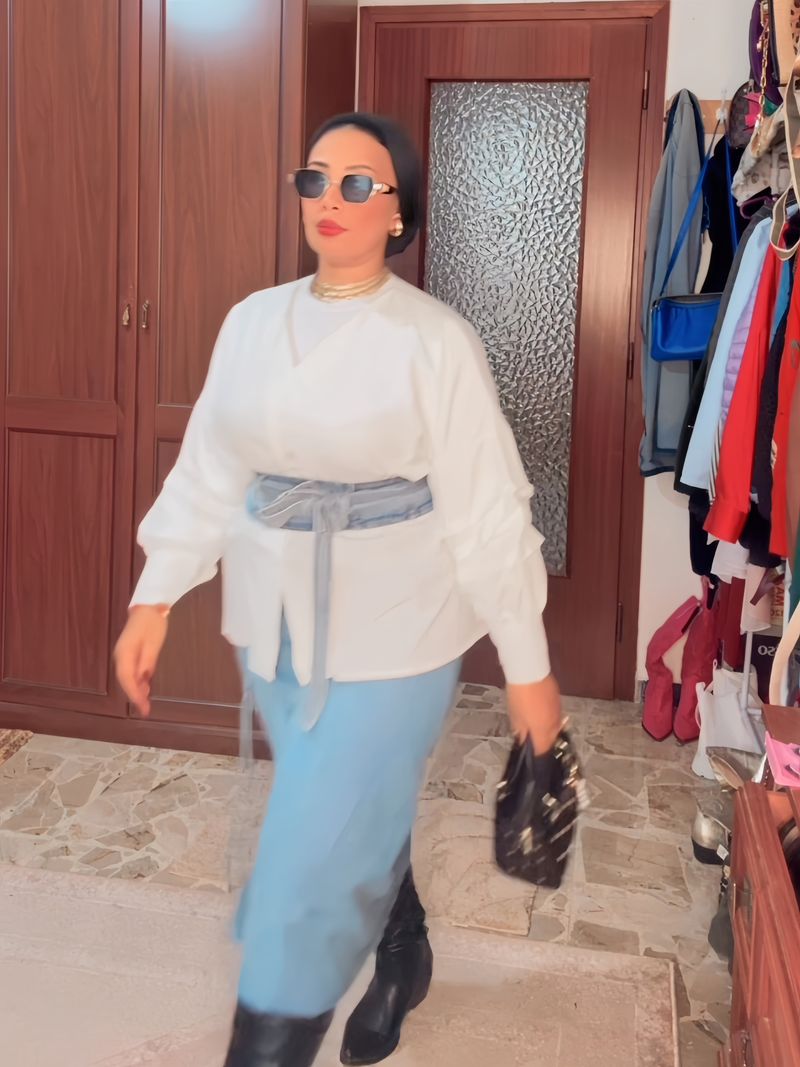 Women's Plus Size Suit Waist Shirt Denim Skirt Two Piece Suit Trendy_autovado.com