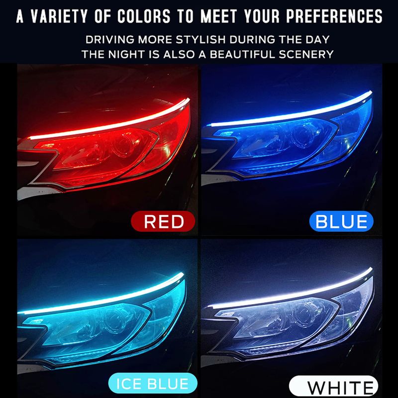 Car Headlight Start Scan Ultra-thin Guide Strip New LED Flowing Turn Signal Tear Eye Universal Daytime Running Light_autovado.com