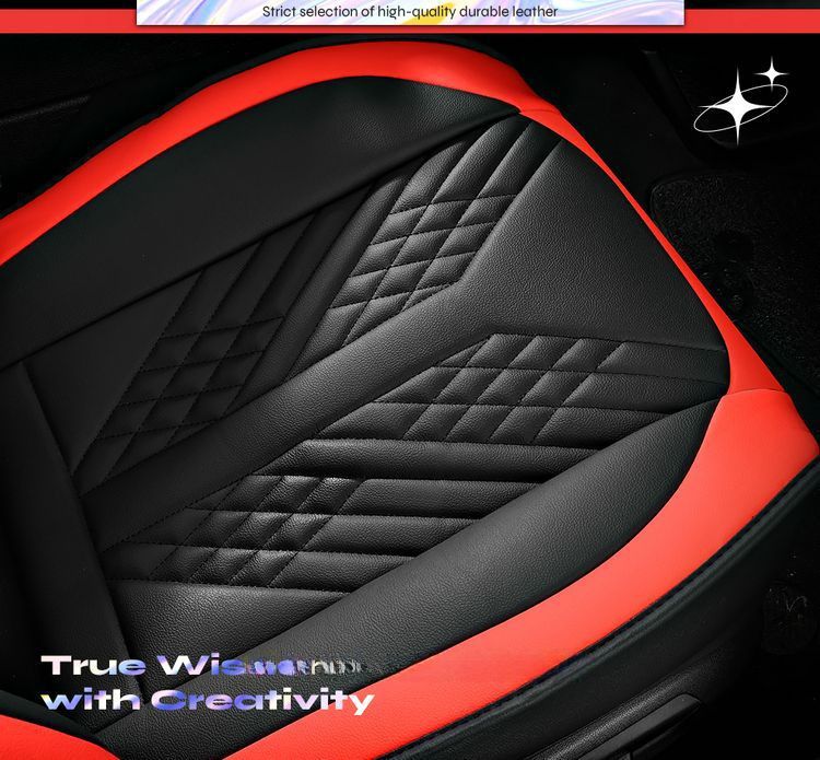 Fashion Sports Car Cushion Four Seasons Universal Full Surrounding High-end Leather Seat Cover Black and White Cushion Light Luxury Seat Cover_autovado.com