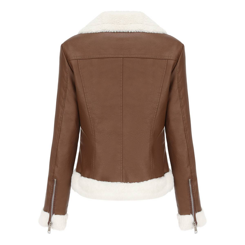 New Suede women's long-sleeved warm lapel jacket European and n commuter casual jacket_autovado.com