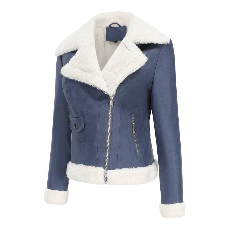 New Suede women's long-sleeved warm lapel jacket European and n commuter casual jacket_autovado.com