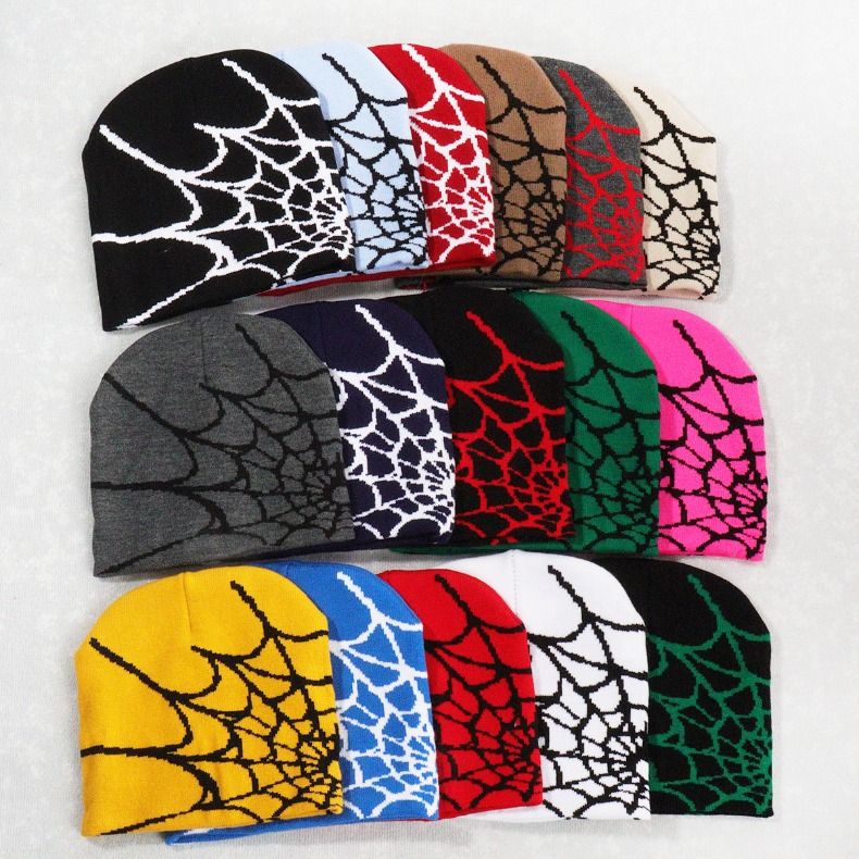 Hot Sale Fashion Knitting Spider Web Design Hat for Men Women Pullover Pile Y2k Goth Warm Beanie Hats New Hip-hop Street Cap_autovado.com