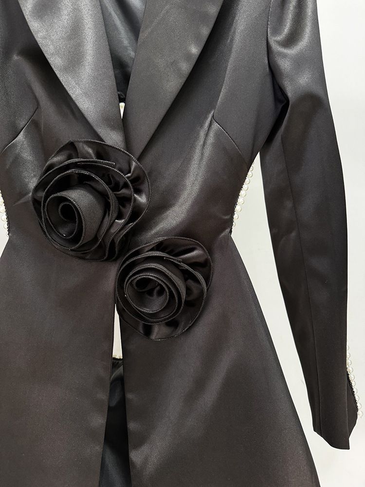 Women's Clothing New Style Hollow Beaded Three Dimensional Flower Suit Pearl Sequin Mesh Trousers Set_autovado.com