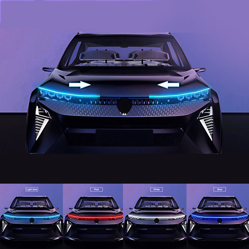 12V Start Scan Lighting Daytime Running Hood Strip Waterproof Car DIY Neon Through Light_autovado.com