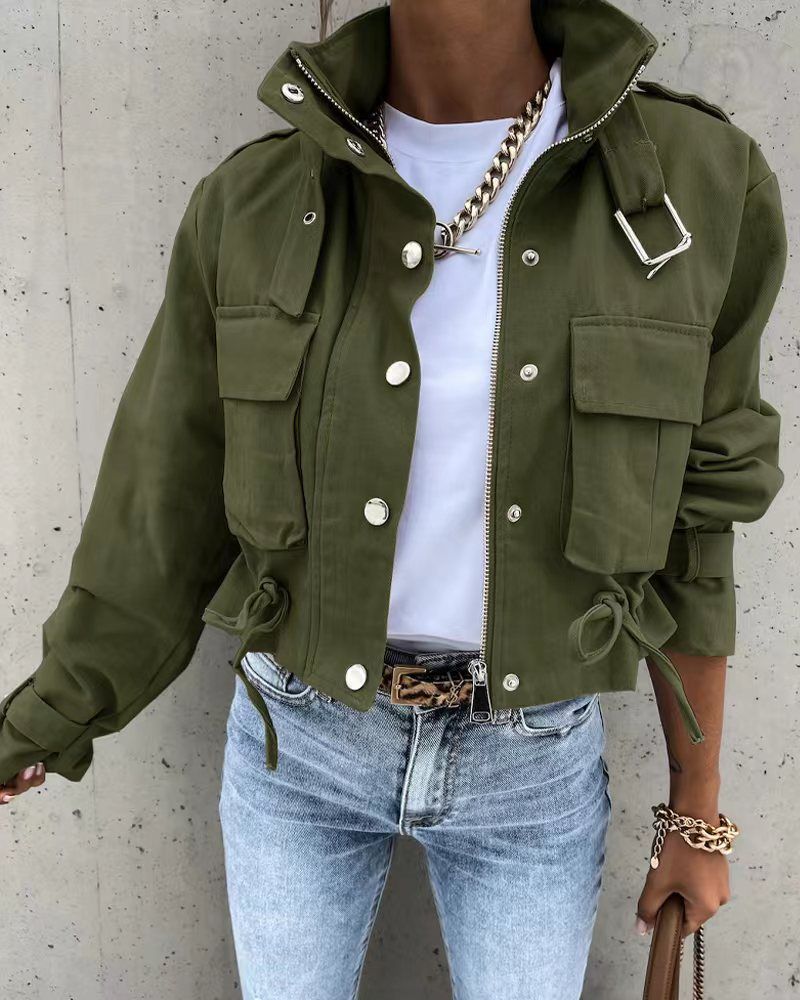 Women's Clothing autumn and winter new motorcycle jacket coat short tops _autovado.com