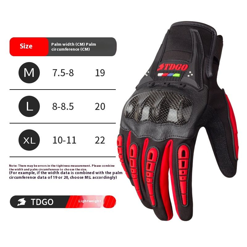 Motorcycle Gloves – All-Season Riding Gloves (Touchscreen, Anti-Slip, PE/Alloy/Carbon Shell, M/L/XL, Black/Red/Green)_autovado.com