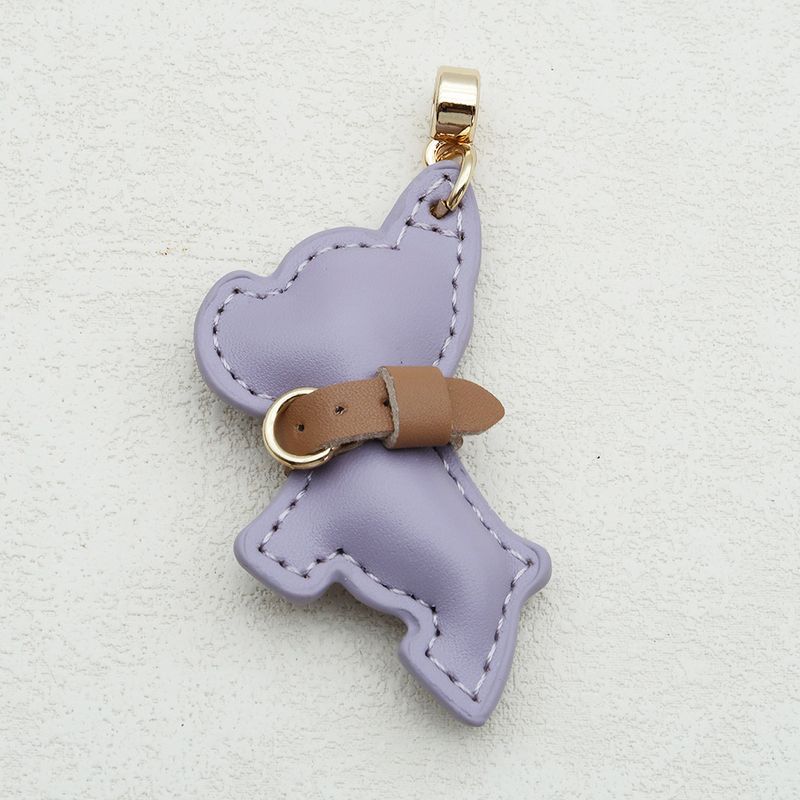 Handmade Genuine Leather Puppy Keychain Anti Lost Lanyard Pendant French Fighting Dog Car Keychain Braided Rope Keychain_autovado.com