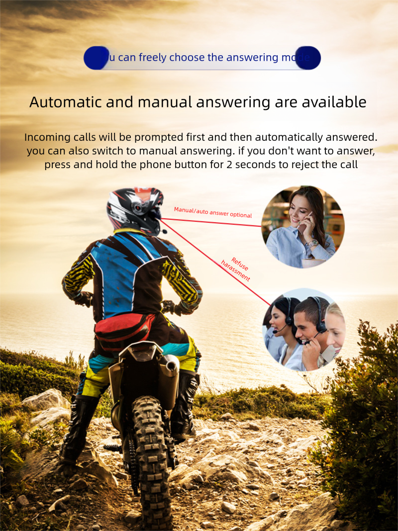 Cool Riding Treasure Bluetooth Headset Motorcycle With Screen Full And Half Helmet Long Battery Life Rider Waterproof_autovado.com