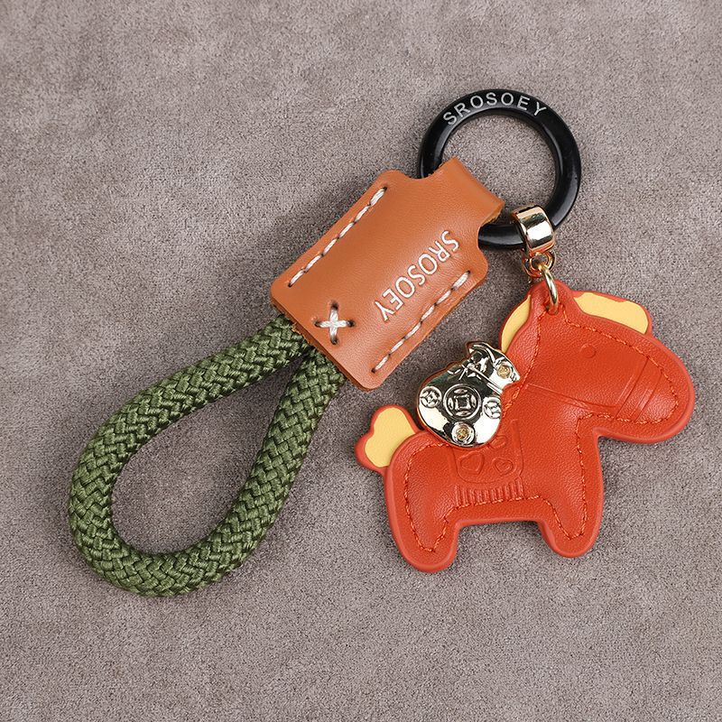 Immediately Get Rich Handmade Genuine Leather Keychain Lanyard Cowhide Key Pendant Leather Rope Xiaohongshu Car Men And Women Pendant_autovado.com